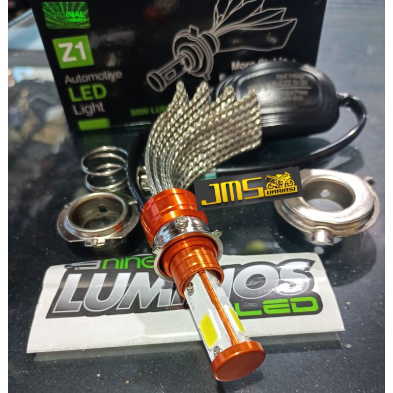 lampu bohlam utama depan led 9nine luminos LED z1 plus pendingin selabut anti air original warna putih universal mio sporty Mio soul beat vario125 mioj miom3 satria f150 cb150 suprax 125 blade jupiter z vega xeon cb150 r15 ninja r