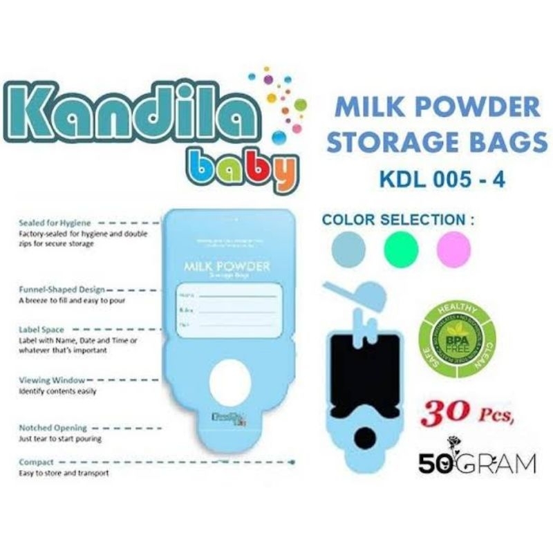 Kandila Baby Milk Storage Bags isi 30pcs KDL005-4 - Kandila Milk Storage Bag - Kantong Sufor - Kantong Simpan Susu Formula Bubuk Bayi