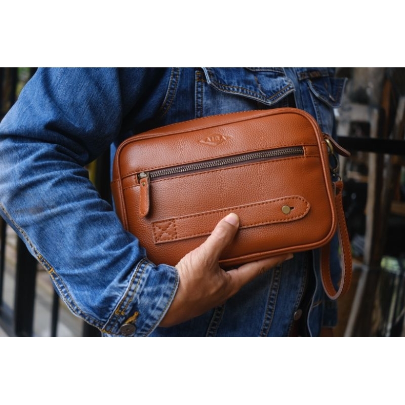 Dompet Kulit Asli Unisex Basic Pouch Clutch Unisex Souvenir Corporate