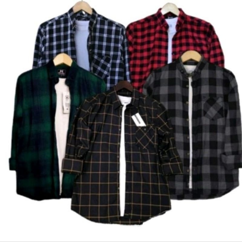 Kemeja Flanel Impor Pria Distro Flannel Lengan Panjang Pria,Kemeja Kotak Kotak Pria Lengan Panjang