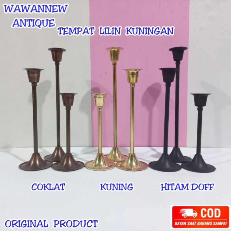 TERMURAH Tempat Lilin Minimalis Kuningan Antik / Candle Holder 20cm