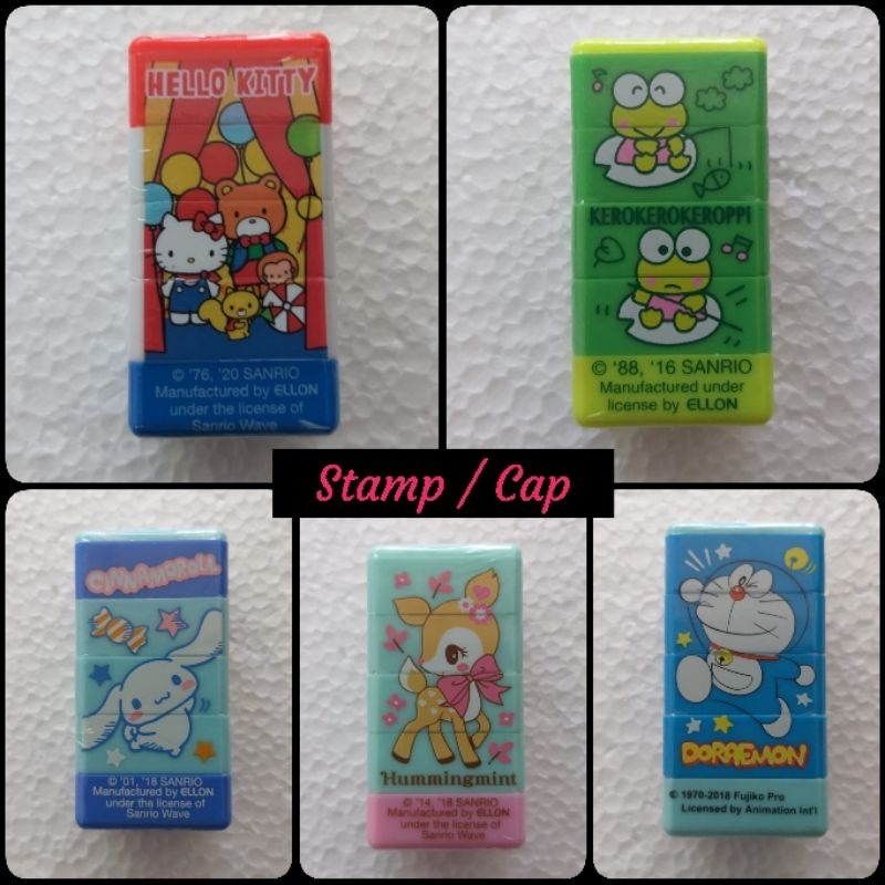 

Stamp / Stempel / Cap Susun 4 Sanrio Karakter Hello Kitty, Keroppi, Cinnamoroll, Hummingmint, Doraemon