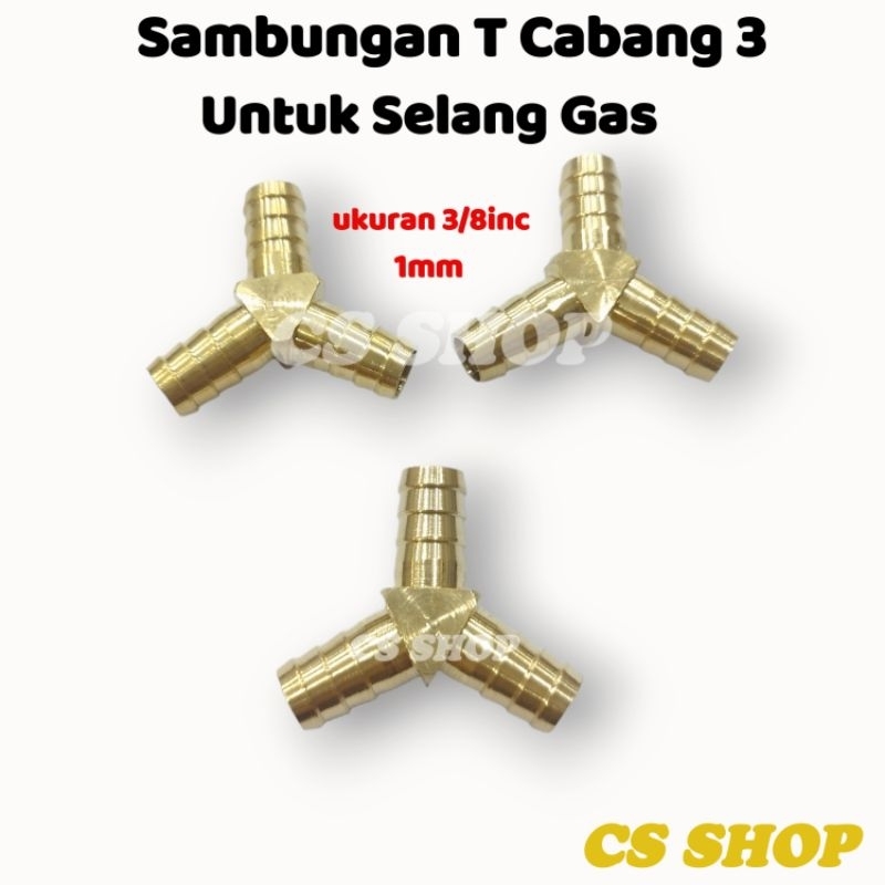 Sambungan Kuningan T Cabang 3 Selang Gas/Cabang 3 Kuningan Selang Gas