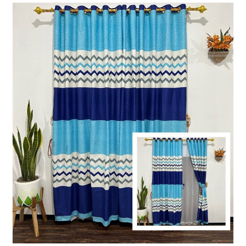 [ PINTU DAN JENDELA ] GORDEN SMOKRING MOTIF ABSTRAK MINIMALIS ZIG ZAG ZIGZAG BIRU