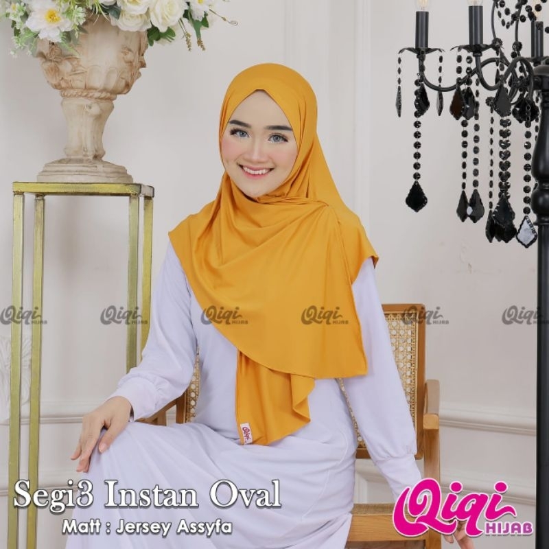 (Qiqi Hijab) SEGITIGA INSTAN OVAL •jilbab instan jersey assyfa•segitiga oval instan