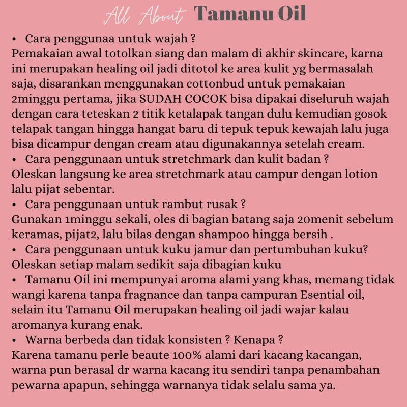 Tamanu Oil Perle Beaute Glowing Skin BPOM Magic Oil | Oil Bopeng &amp; Bekas Jerawat