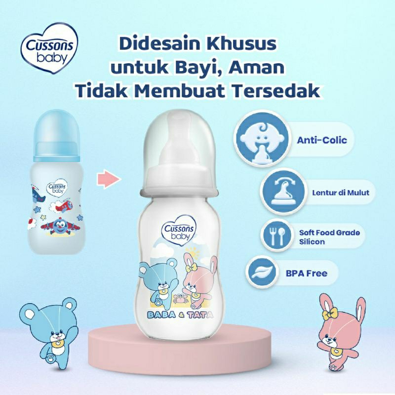 Milk Bottle Cussons Baby 250ml, 125ml, 60ml BPA Free | Botol Susu Bayi | Botol Dot Bulat Anti Colic