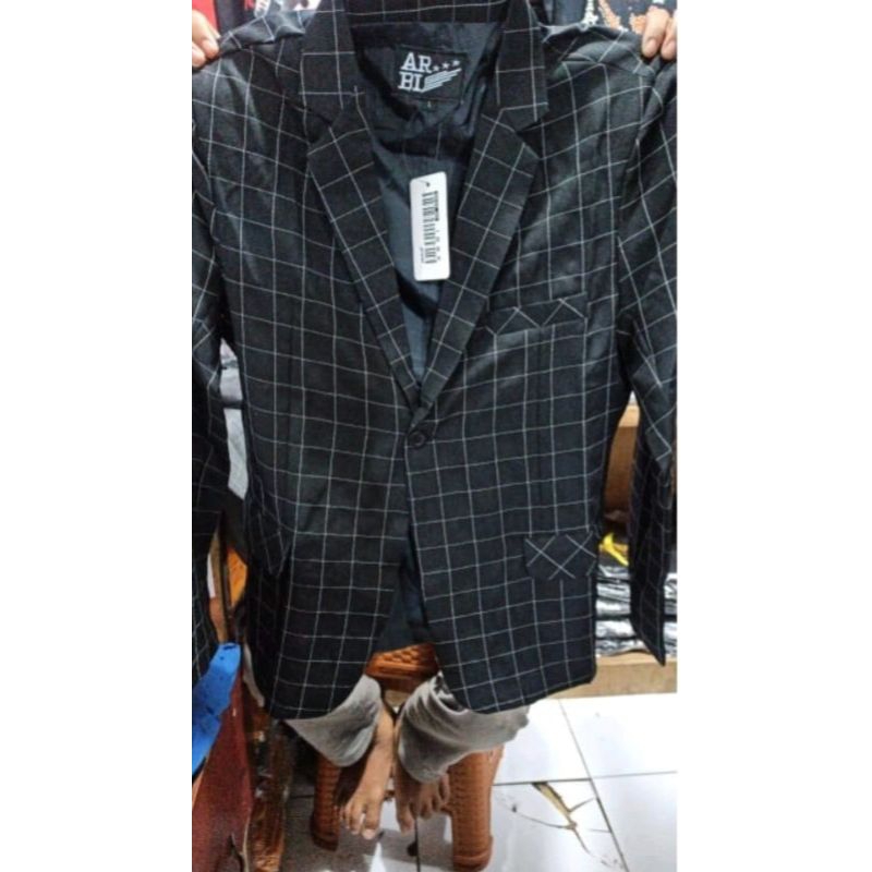 jas blezer Tartan kota model slim anak muda  kekinian  alah Korea