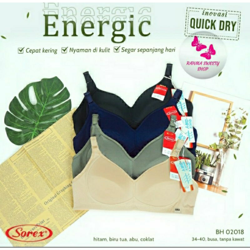 Sorex 02018 Bra Energic Tanpa Kawat Busa Tipis ( 34-40 )