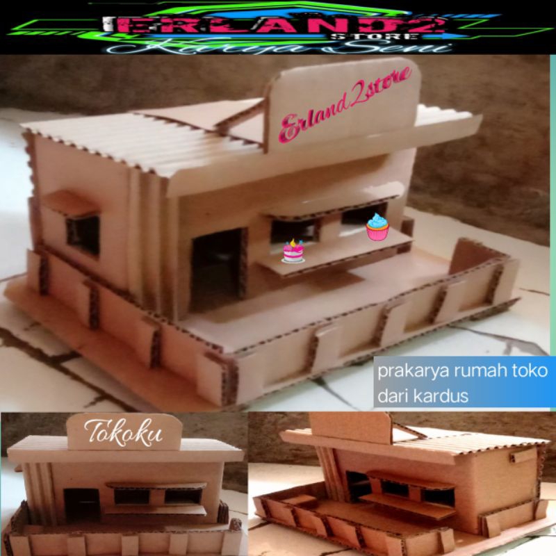 

prakarya rumah toko dari kardus