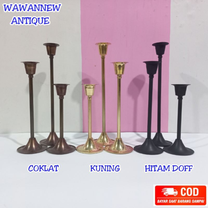 TERMURAH Tempat Lilin Minimalis Kuningan Antik / Candle Holder 20cm