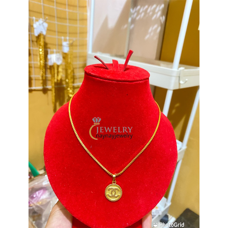 Kalung koin warna 24k / italy cenul bulat pasir 45cm