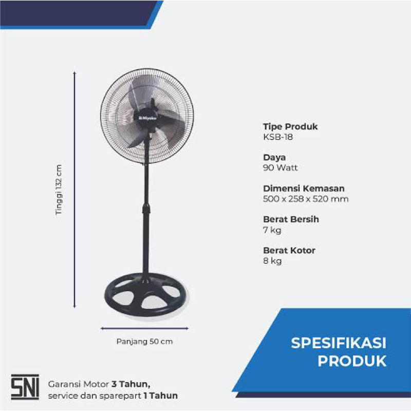 BURUAN BELI Kipas Angin BESI Berdiri / Stand Fan Miyako Indurstial KSB - 18