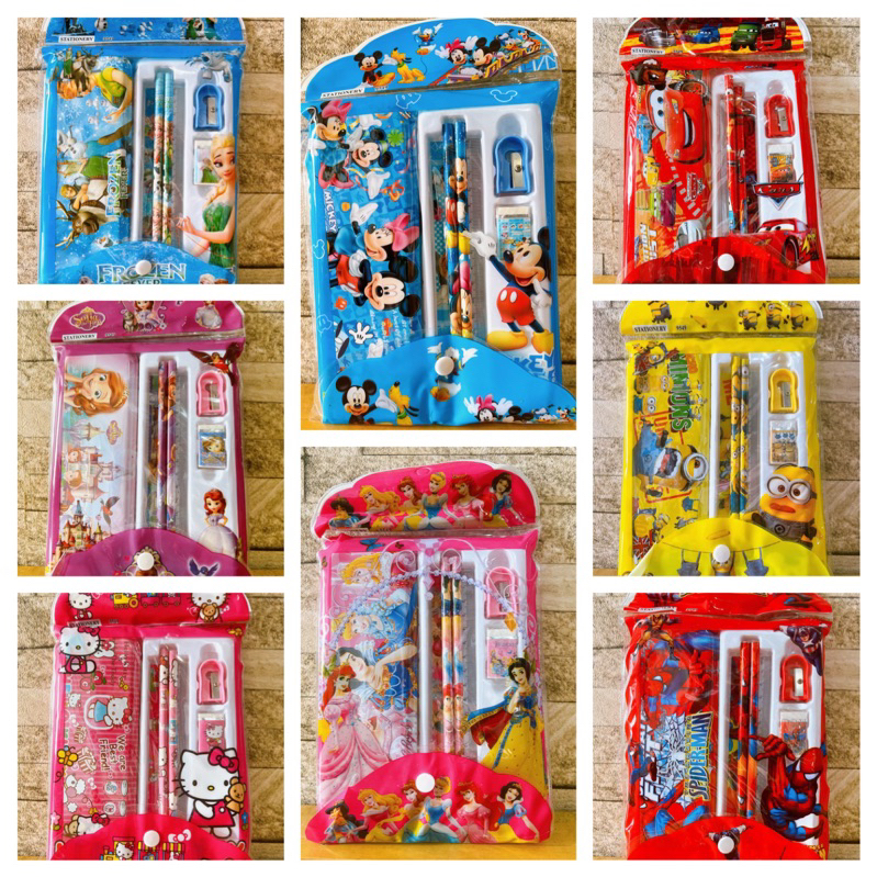 

set study stationery paket alat tulis kotak pensil besi