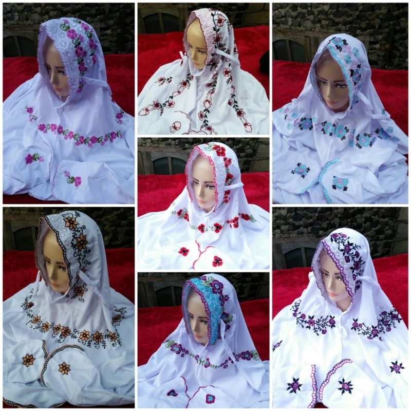 MUKENA LAJURAN BORDIR POLINO SILK GRADE AAA TERLARIS