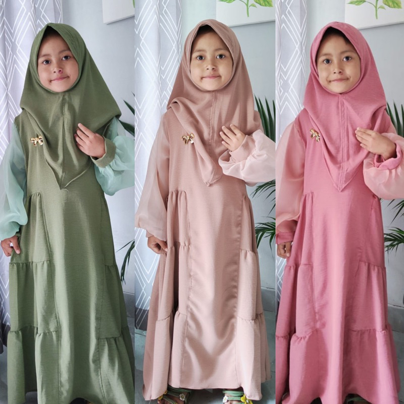 Gamis Anak Organza Free Hijab Gamis Terbaru 2023 3th-14th