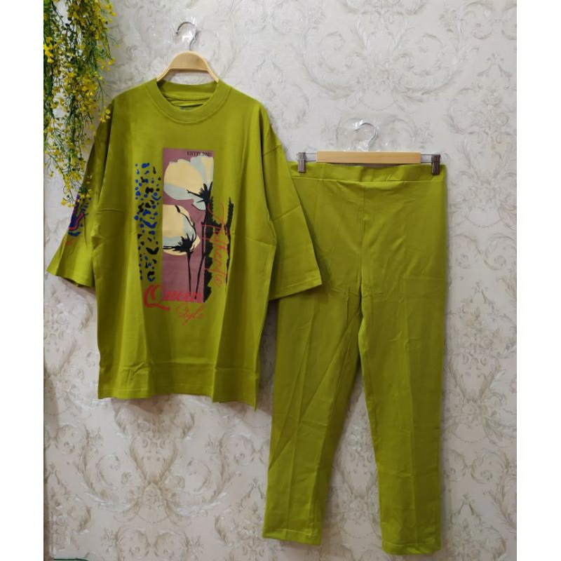 stelan tunik kaos oversize Queenstyle original