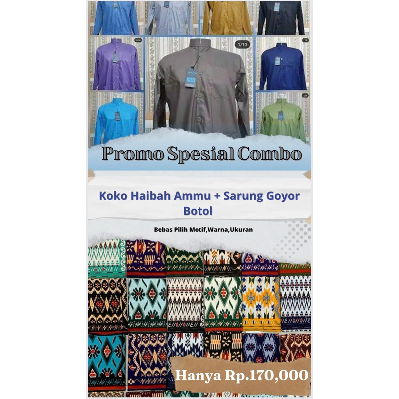 Paket Combo (Koko Ammu+ Sarung Goyor) | Koko Ammu 100% Original | Sarung Goyor Botol Super