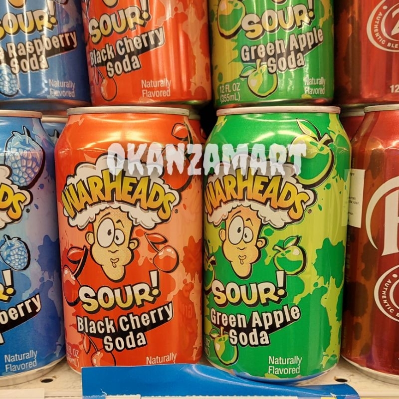 

Warheads Sour Soda Black Cheery | Green Apple | Blue Raspberry 355ml