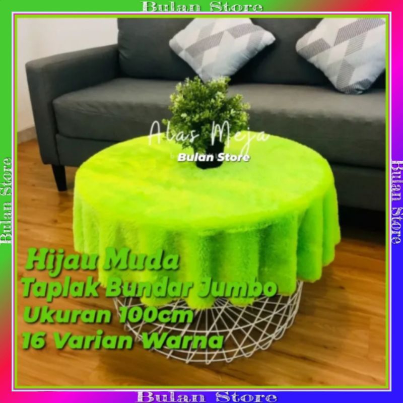 Taplak Meja Bulat Jumbo Ukuran 100cm Taplak Meja Bundar Bulu Rasfur Lembut Taplak Meja Bulat Besar