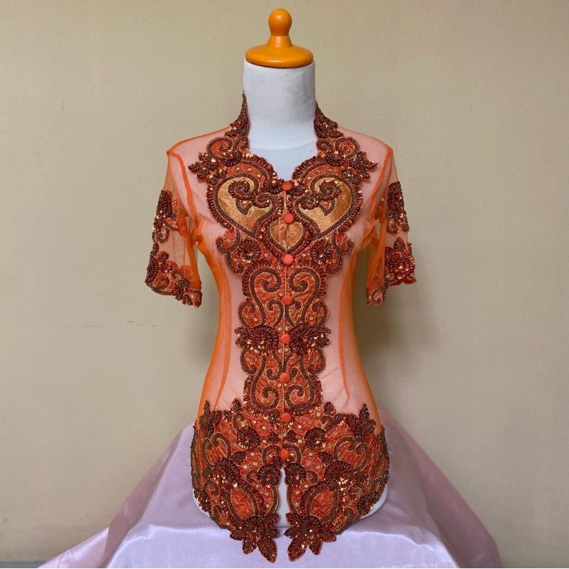 Ready Kebaya Tangan Pendek Full Payet / Kebaya Brokat Bordir Pendek / Kebaya Modern / Kebaya Murah / Kebaya Wanita / Kebaya Wisuda / Akad Pengantin