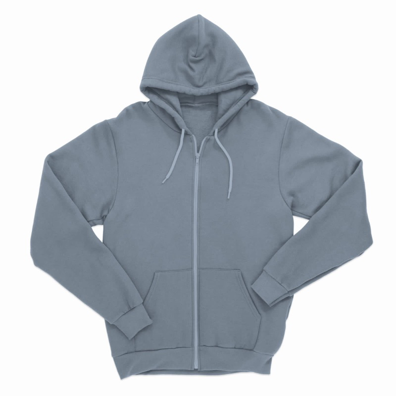 Hoodie Zipper Polos Jumbo Oversize 2XL 3XL 4XL 5XL Pria Wanita Abu Muda