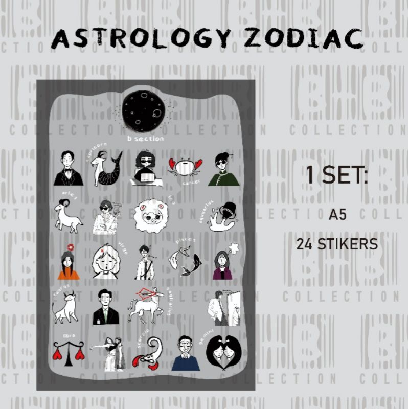 

[BSECTION] 24 pcs ASTROLOGY ZODIAC Kiss cut Deco Journal Diary Planner DIY Scrapbook - A02