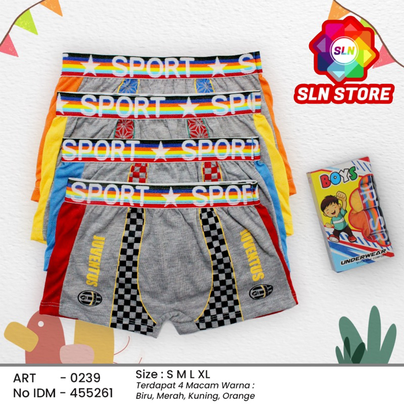 (4Pcs) CELANA BOXER ANAK HT KIDS SPORT BOX ISI 4pcs CELANA DALAM HTK-59 HT MAN