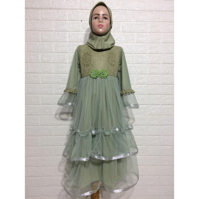 Baju Pesta Anak Muslimah Bng2  Gaun  Muslim anak   Dress Anak Perempuan Baju Ulang Tahun Anak