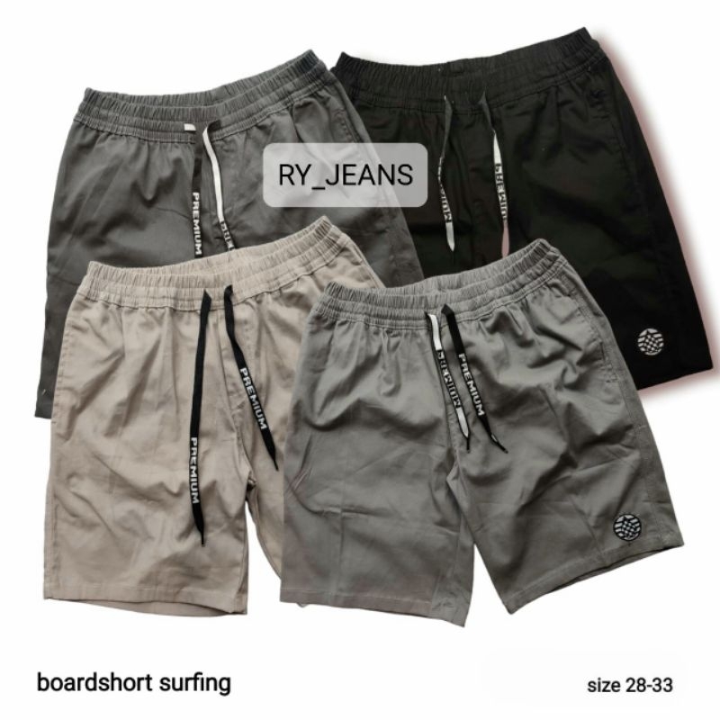 celana pendek pria celana boardshort pinggang karet celana chinos kain