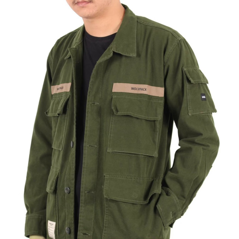 Jaket Semi Parka Piter Washing Jaket Semi Parka Wolv Hijau Army