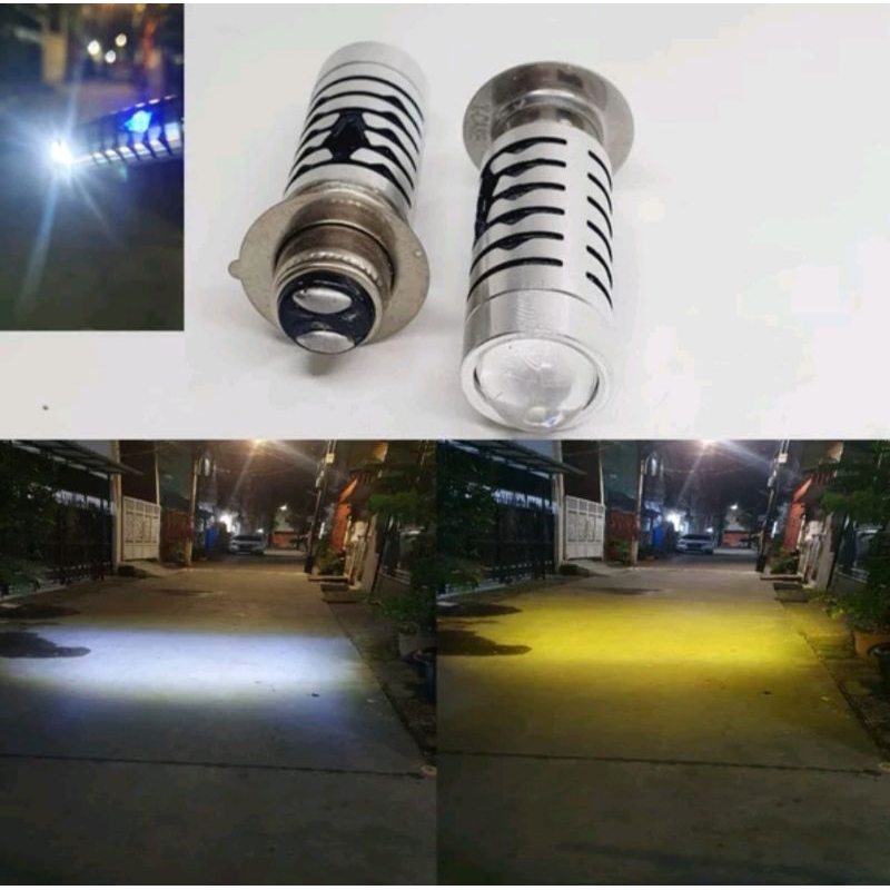 Lampu bohlam depan LED H6 laser jauh dekat putih kuning plus senja