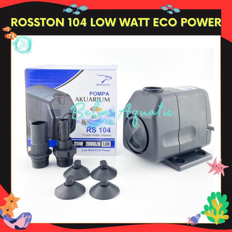 ROSSTON RS 104 LOW WATT ECO POWER Hemat Daya Listrik Pompa Air Celup Aquarium Ikan Hidroponik Kolam Aquascape Hidroponik RS104 Submersible Water Pump