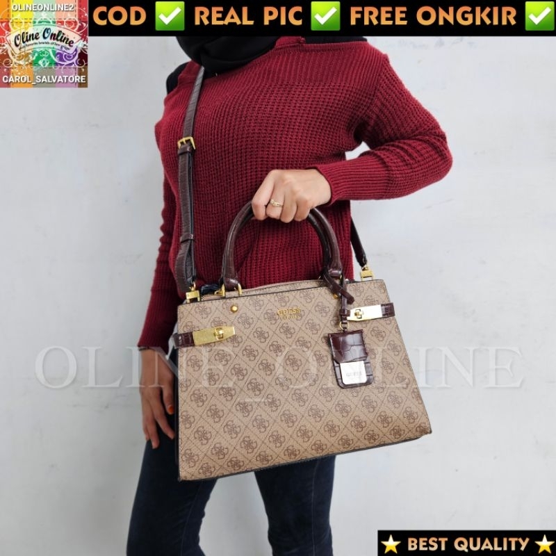 (WODB)tas zadie satchel big top handle 7 warna logo croco brown beige broken white brown black cream logo black batik jinjing office double zipper bag with long strap tali panjang size besar ciayumajakuningan cirebon indramayu majalengka g gb kuningan