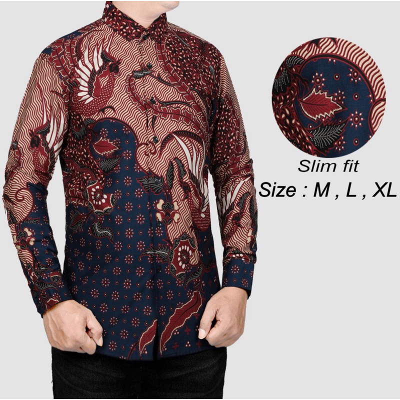 Batik Pria Slimfit Lengan Panjang Katun Premium