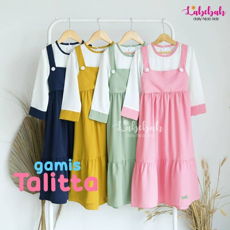 GAMIS OVERALL ANAK PEREMPUAN USIA 2-9 TAHUN BAJU MUSLIM CANTIK SIMPLE NGAJI HARIAN / LEBARAN BAHAN T