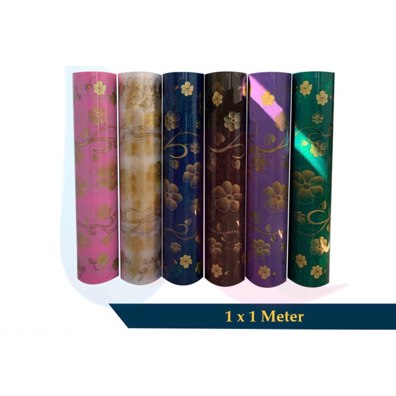 Fiber Pagar Penutup Pagar Motif Golden Flower Tebal 0.6 mm x 1 Meter