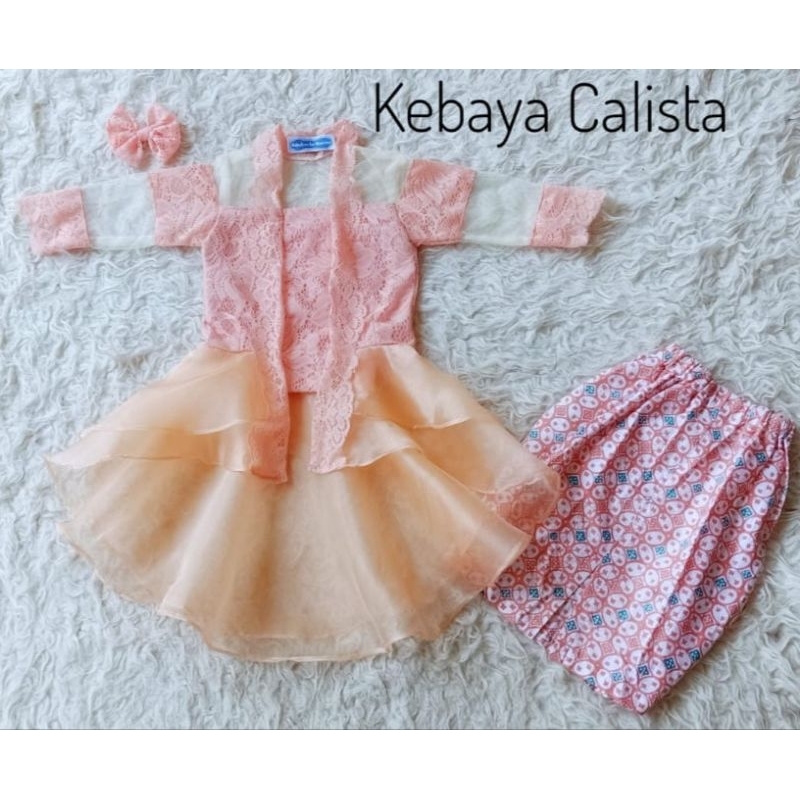 kebaya calista peach/kebaya anak terbaru/kebaya anak modern/kebaya anak dan dewasa