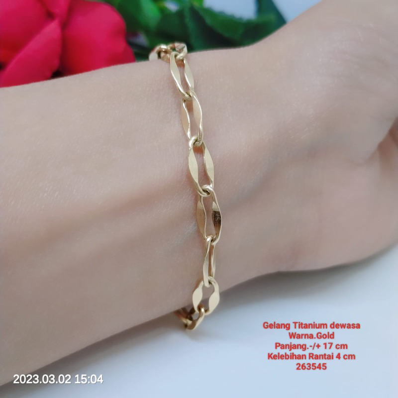 Gelang Titanium Premium Anti Karat Tidak Mudah Luntur Perhiasan Aksesoris Lapis Emas Terlaris Termurah