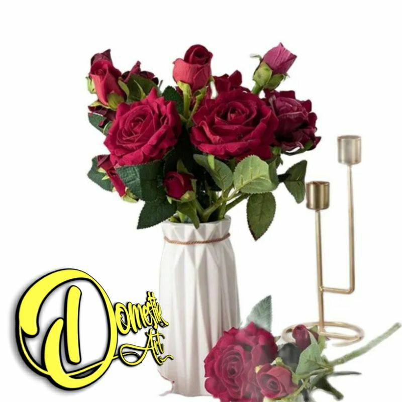 Bunga Mawar plastik / Bunga Plastik Rose / Tanaman Artificial Bunga Rose Mawar