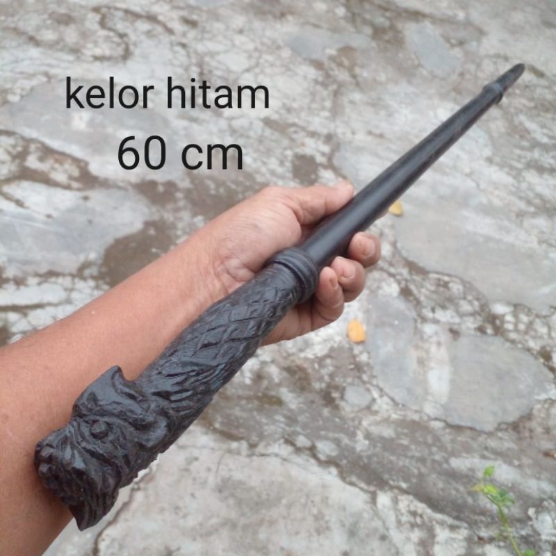 TONGKAT KOMANDO GALIH KELOR HITAM UKIR BURUNG