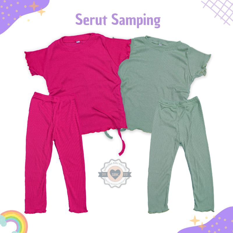 Baju Oneset Anak Perempuan Kerut Samping Kalila Ruffle Knit Tee Bahan Rib Knit Halus Dan Lembut 1-5 Tahun