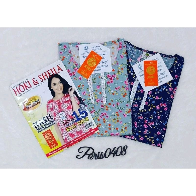 Baju Tidur HOKI &amp; SHEILA Katun wanita Celana 3/4 (Vanesha Flower)