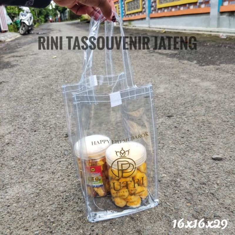 

Tas Mika Nastar Tas mika lebaran Tas PVC sablon Tas mika sablon murah