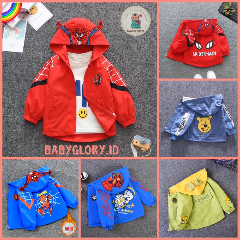 JAKET PARASUT ANAK SEMI KATUN HOODIE ZIPPER ANAK IMPORT /JAKET ANAK DINO MICKEY LAKI2 PEREMPUAN / MANTEL LUCU KOREA