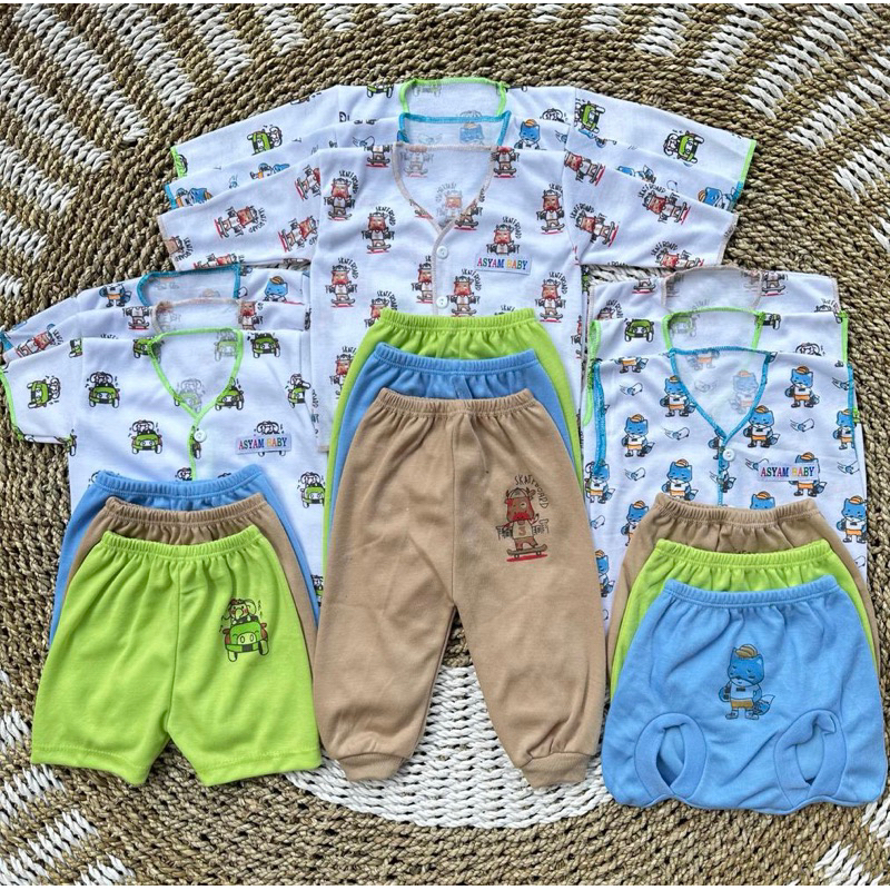 PROMO 7.7 18 Pcs Baju Bayi Celana Bayi Setelan Bayi Baju Bayi Newborn Baju Bayi Baru Lahir Atasan Bayi Baju Bayi Murah Baju Bayi Lucu Baju Bayi Serian Kobinasi Warna Sablon  DNW BABY