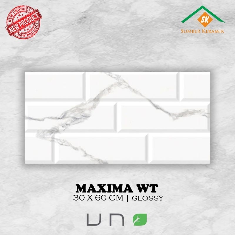 Keramik dinding 30x60 Maxima white / Uno / glossy / kw-1