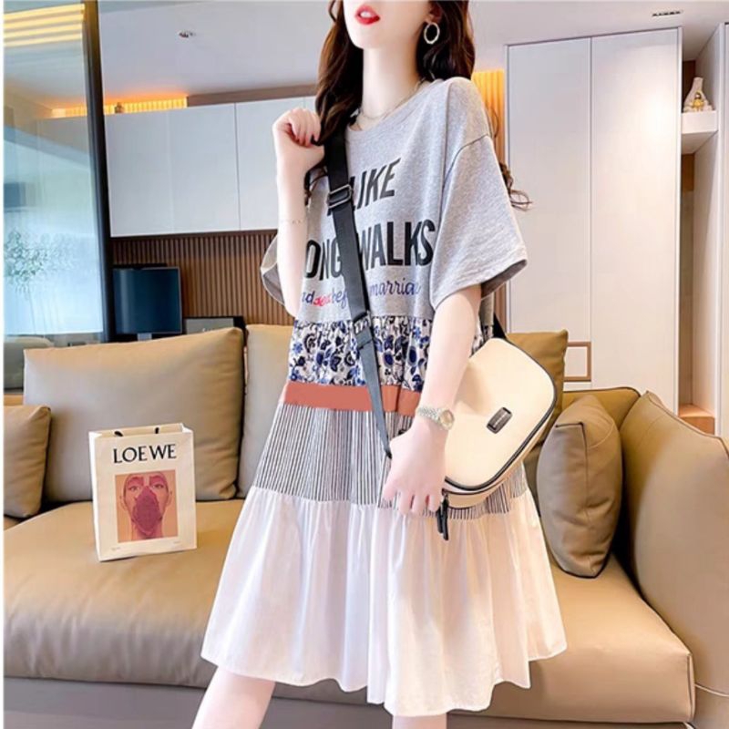 89291 Baju minidress LOOSE TIERED Rempel lengan pendek dres Korea Korean style wanita premium import