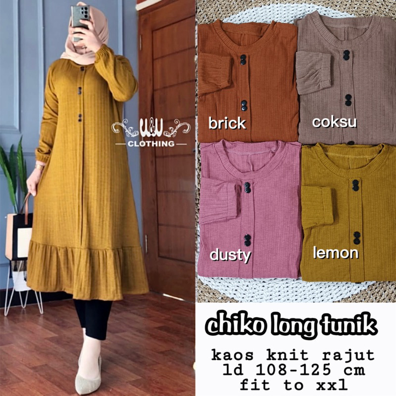 Chiko Long Tunik - Tunik Knit Kaos Rajut LD110-125 Oversize / 558-7254