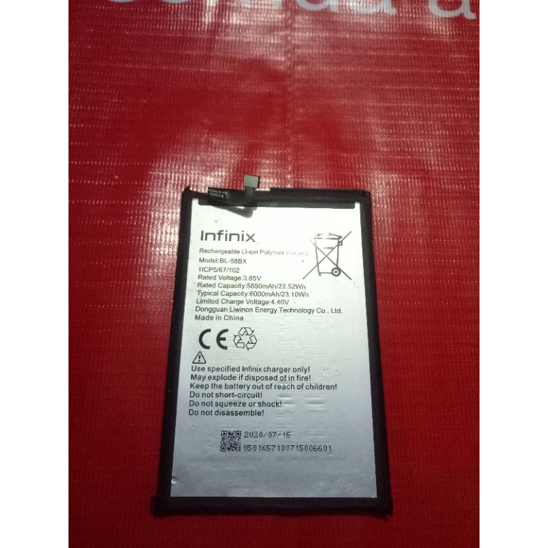 baterai bekas infinix hot 9 play Bl-58Bx